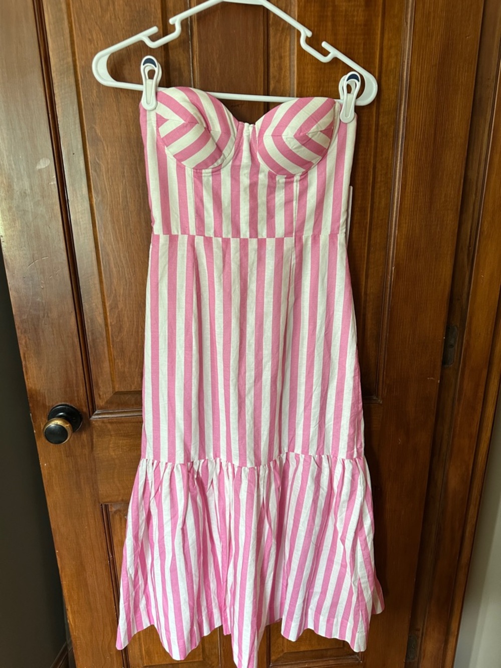 Bloomingdale’s Aqua Striped Bustier Dress
